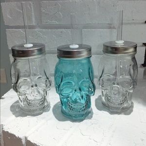 Glass Skull Mug Trio
